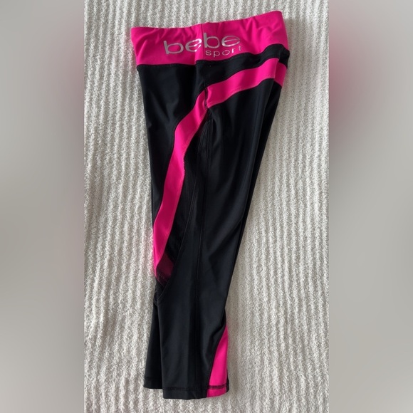 Bebe Black and Pink Capri Pants with Chevron Design - Picture 7 of 8